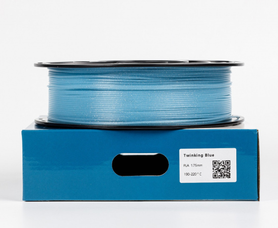 Фото 2 - PLA Twinkling пластик Блискучий блакитний RAL 5007 Brilliant blue 1кг | 1.75мм | 330м